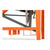 Husqvarna MS610 Masonry Saw showcasing metal frame, with an orange finish and gray reinforcement bars.