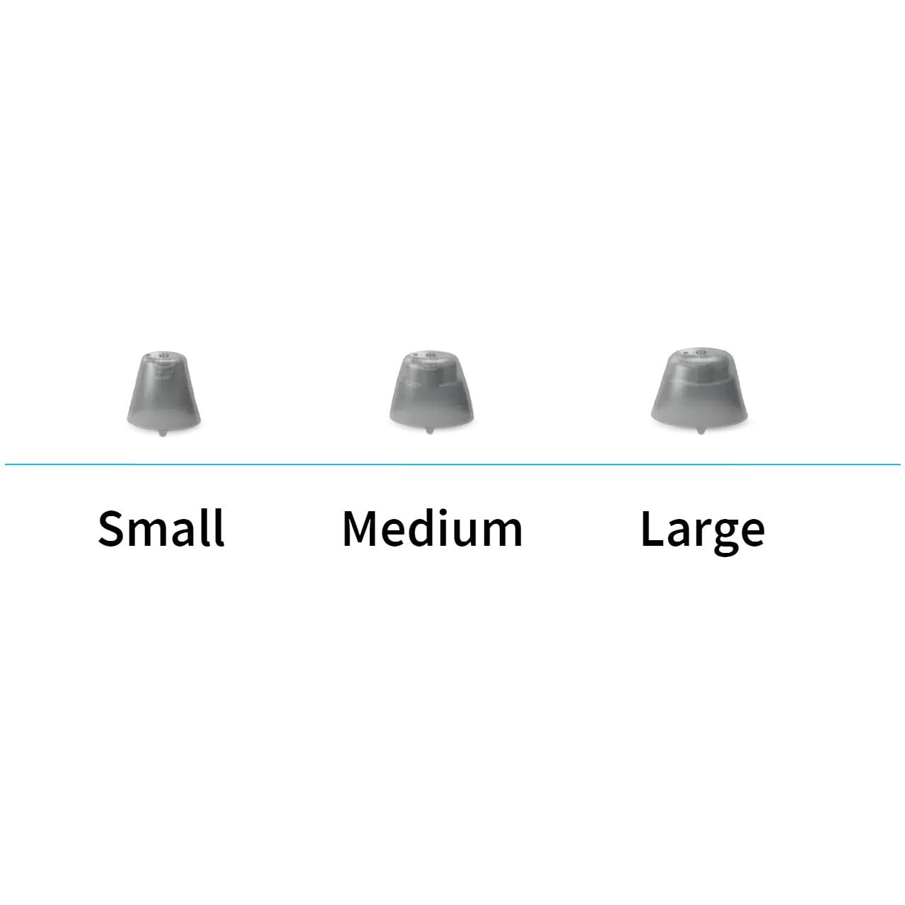 Small, medium, and large domes for mini against white background