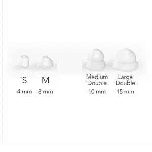 Dia 2 domes and sizing against white background