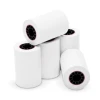 Five Dejavoo P8 thermal paper rolls 2 1/4 x 50 ft showing the core and end of roll band