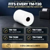 Epson TM-T20, TM-T20II, TM-T20III and TM-T20IV printers all take this 3 1/8 in (80mm) x 230 ft thermal paper roll