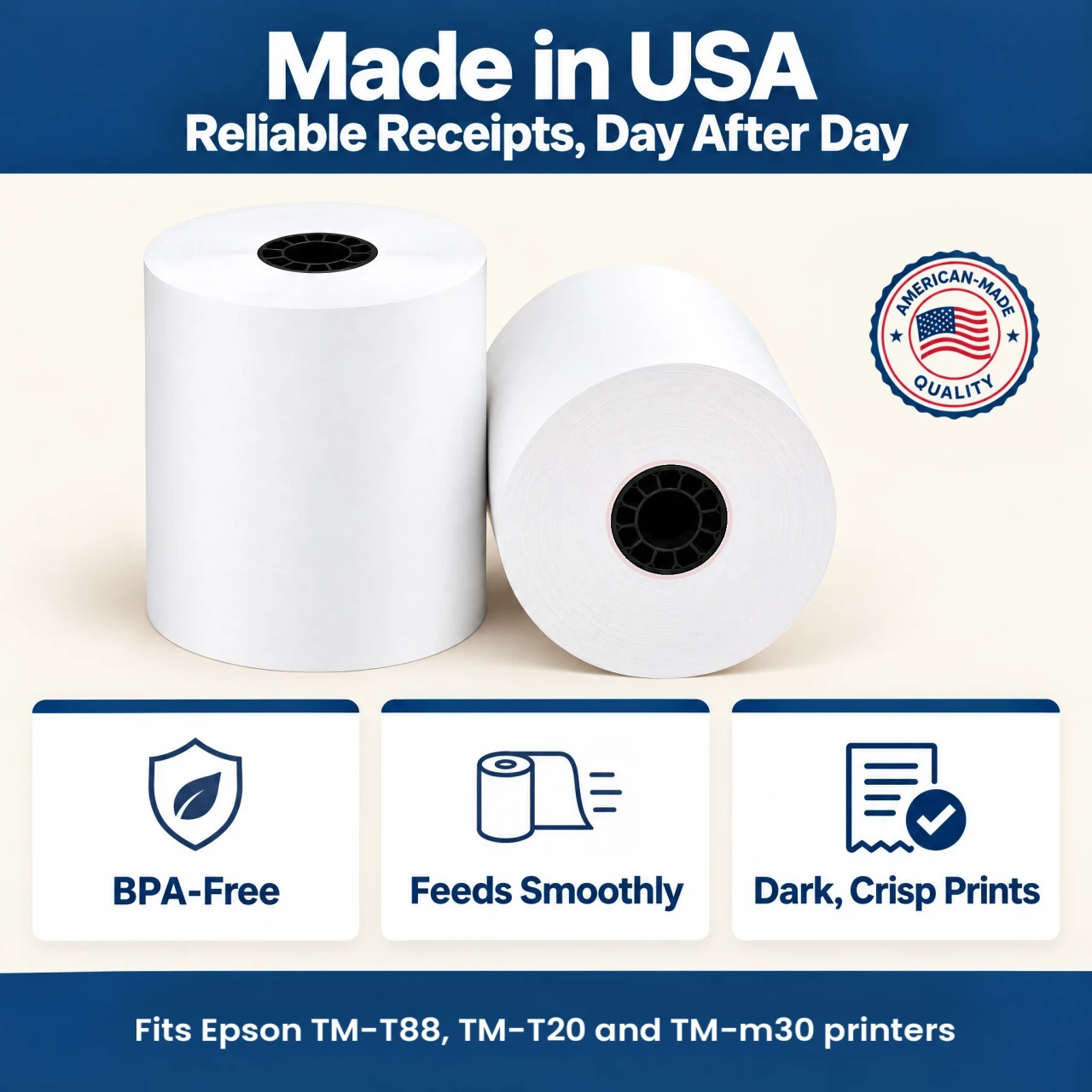 Epson Receipt Printer Paper Rolls 3 1/8 x 230 ft | BPA-Free