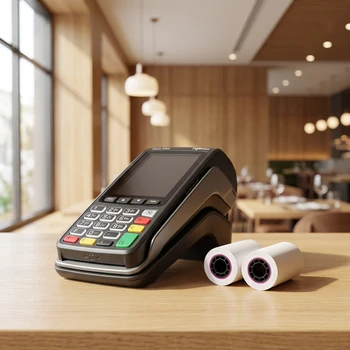 2 1/4" x 50' Thermal Paper Rolls for Ingenico Move 5000 Terminal on a restaurant counter