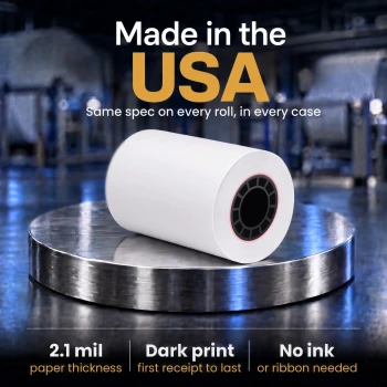 Made in the USA thermal paper roll for the Ingenico Desk 3500