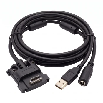 Ingenico Lane powered USB cable 6ft OEM coiled with terminal connector USB A and power jack