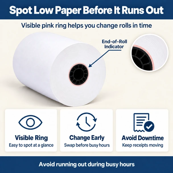 Thermal paper roll end of roll indicator for Epson receipt printers