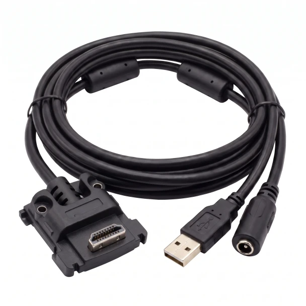 Ingenico Lane powered USB cable 6ft OEM coiled with terminal connector USB A and power jack