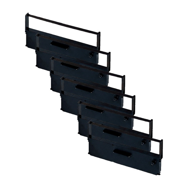 Six Epson ERC-31B compatible black ribbon cassettes in 6-pack cascade layout