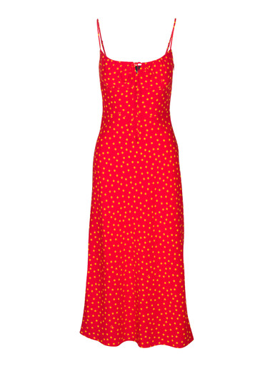 The Alba Rossa | Red & Yellow Polka Dot Midi Dress | Réalisation Par UK