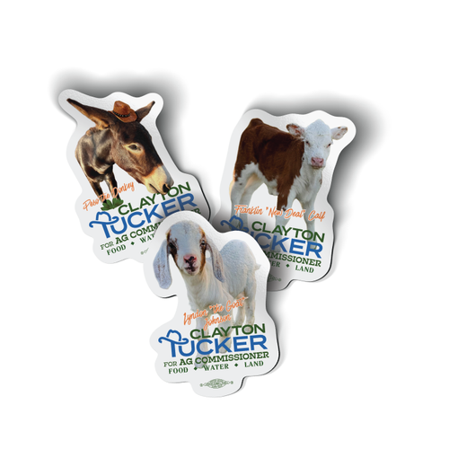 Die Cut Peso, Lyndon, and Franklin New Deal Calf (Vinyl Sticker -- Combo Pack of Three!)