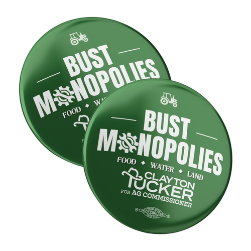 Bust Monopolies (2.25" Pin-Back Button -- Pack Of Two!)