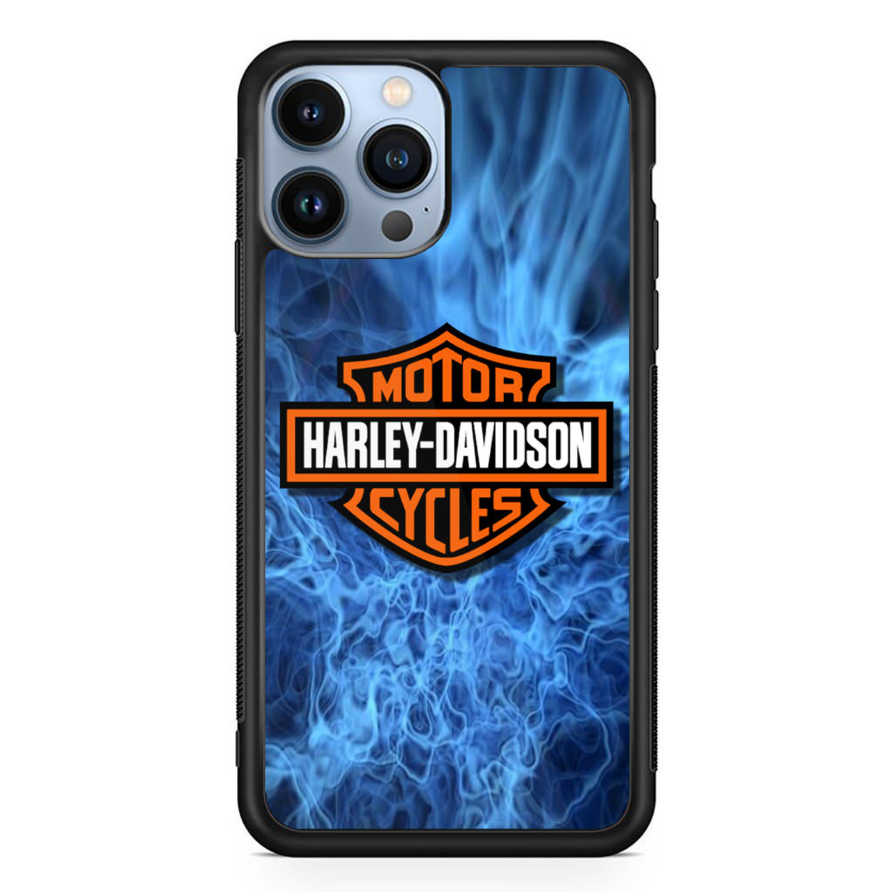 HARLEY DAVIDSON BLUE FLAME LOGO iPhone 15 Case Cover