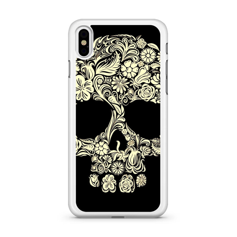 Dark Skull Flowers iPhone X Case