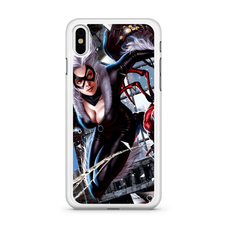 The Black Cat and Spiderman Romance iPhone X Case