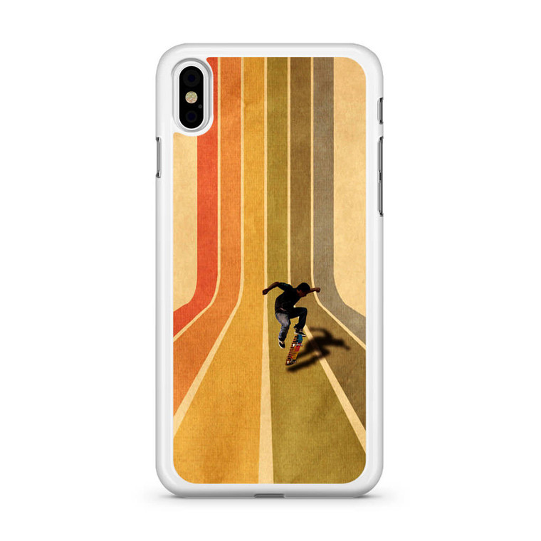 Vintage Skateboard On Colorful Stipe Runway iPhone X Case