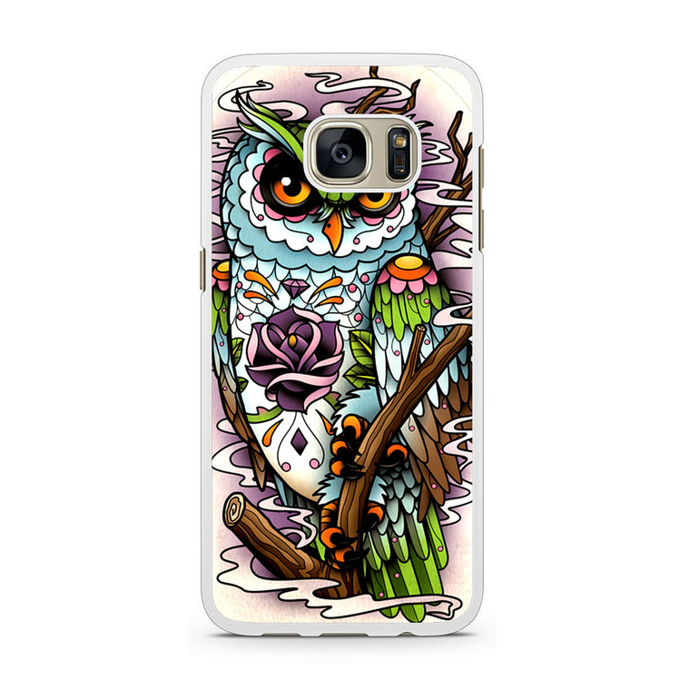 Sugar Skull Owl Tattoo Samsung Galaxy S7 Case