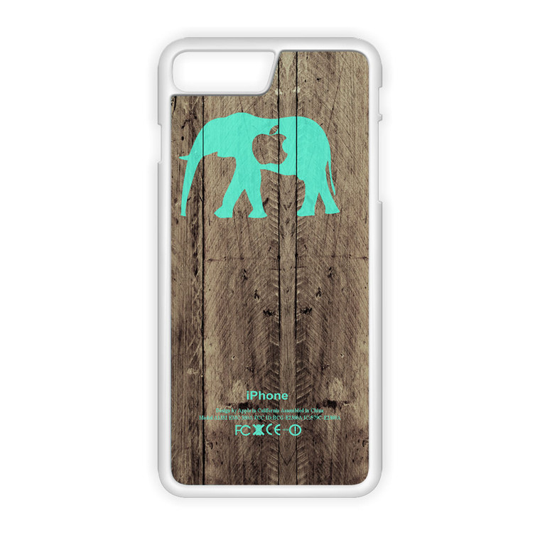 Mint chevron ELEPHANT on dark wood background iPhone 7 Plus Case