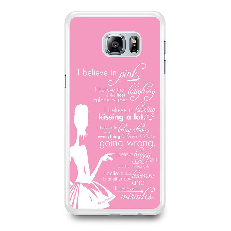 Audrey Hepburn Quotes in Pink Samsung Galaxy S6 Edge Plus Case