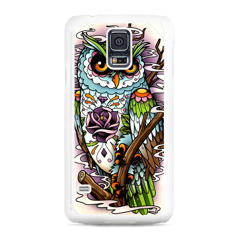 Sugar Skull Owl Tattoo Samsung Galaxy S5 Case