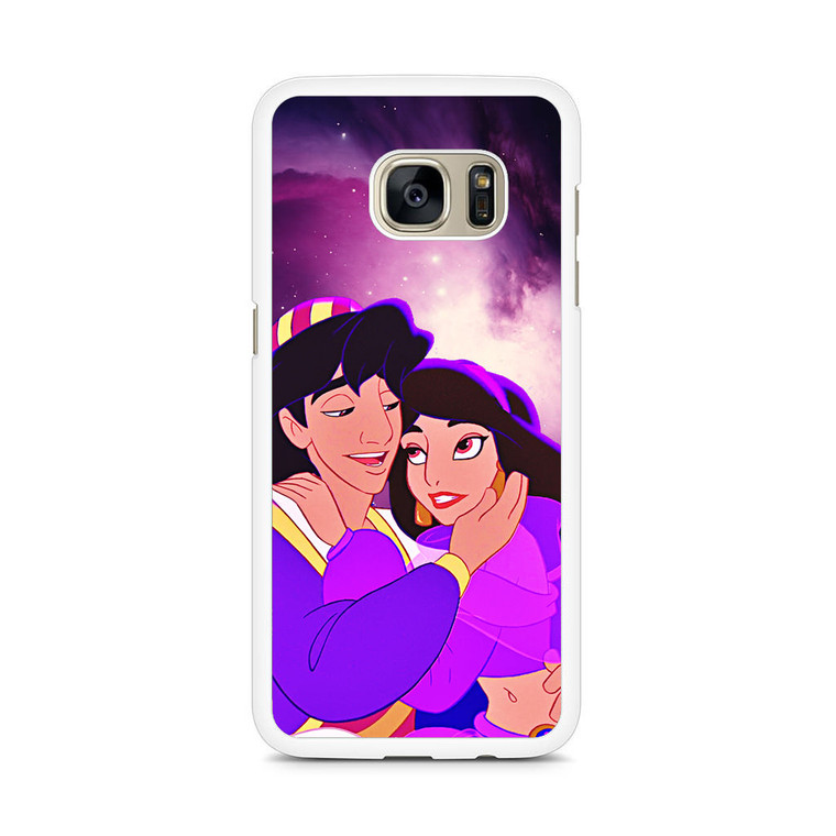 Aladdin and Jasmine Disney In Galaxy Nebula Samsung Galaxy S7 Edge Case