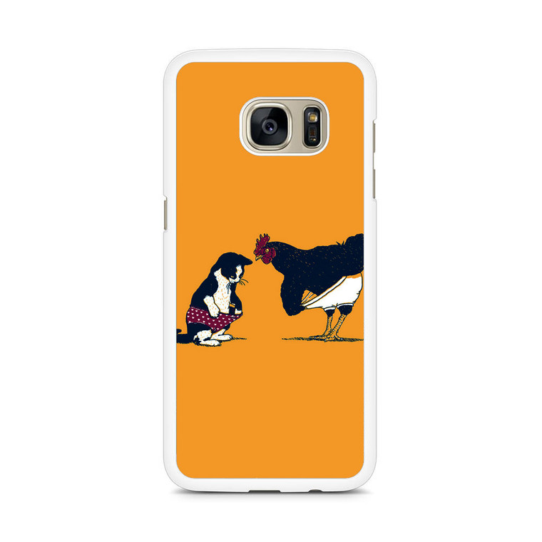 Cat Chicken Yellow Underwear Cute Samsung Galaxy S7 Edge Case