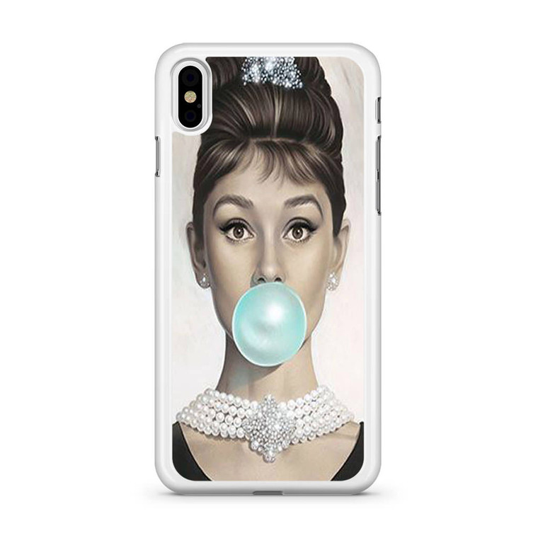 Audrey Hepburn Bubble Blue iPhone Xs Case
