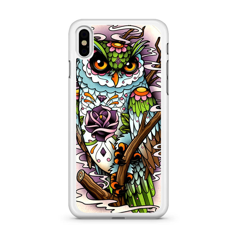 Sugar Skull Owl Tattoo iPhone Xs Case