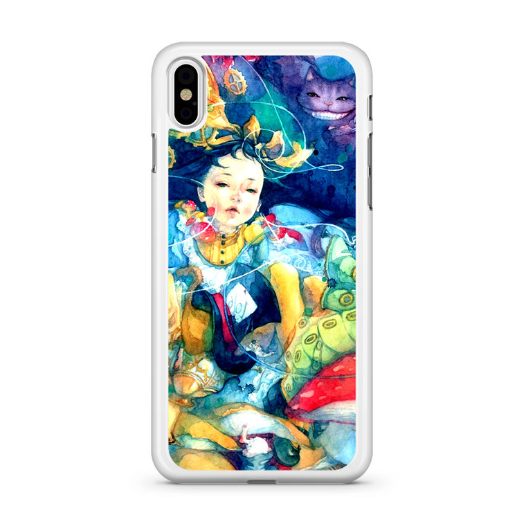 Alice In Wonderland Watercolor Painting iPhone Xs Case