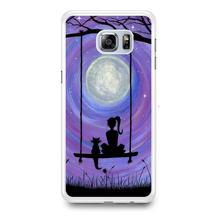 Woman Cat and Moon Samsung Galaxy S6 Edge Plus Case