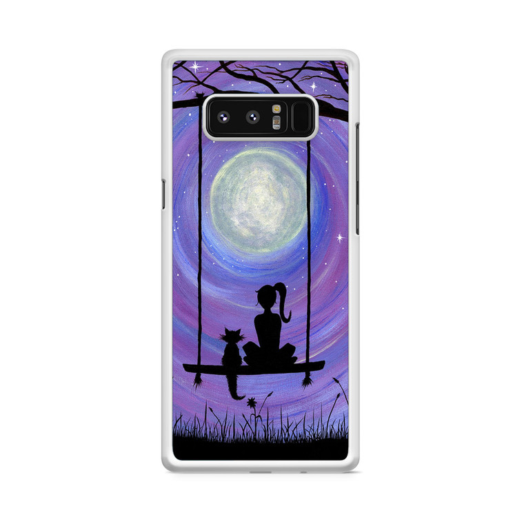 Woman Cat and Moon Samsung Galaxy Note 8 Case