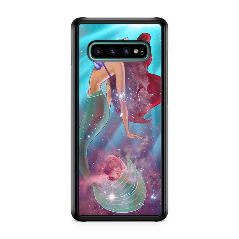 Ariel the Little Mermaid on Galaxy Nebula Samsung Galaxy S10 Case