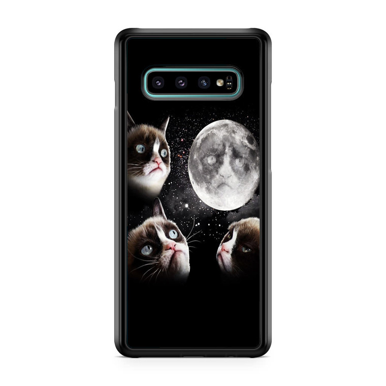 Grumpy Cat and The Moon Samsung Galaxy S10 Case