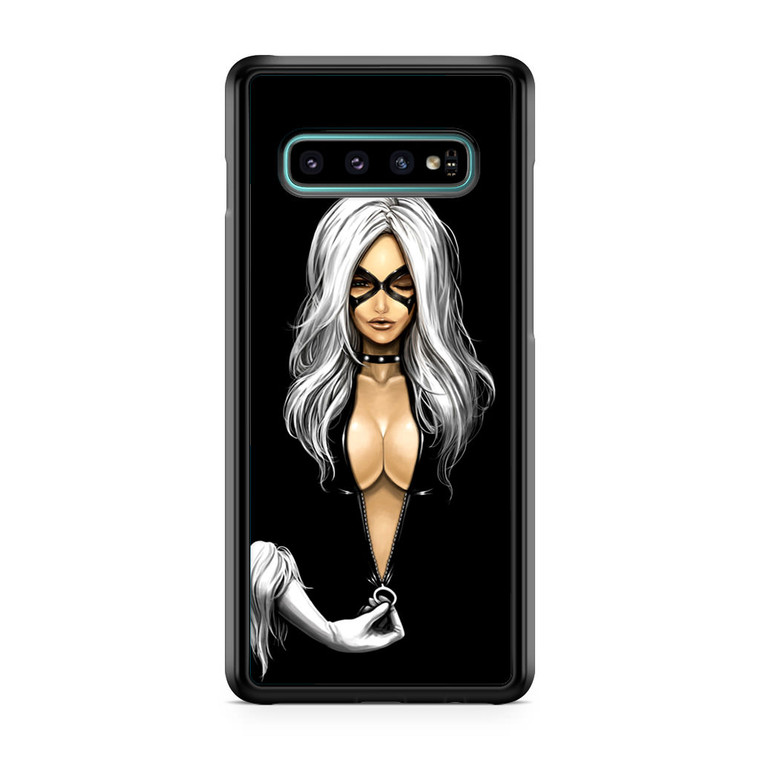 The Black Cat in Black Samsung Galaxy S10 Case