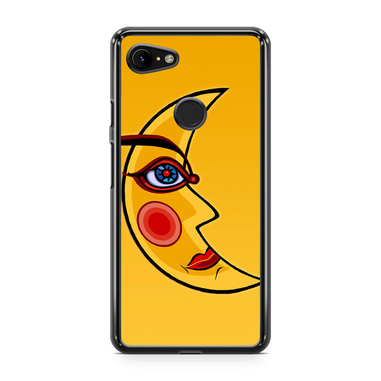 Yellow Moon Face Google Pixel 3 Case