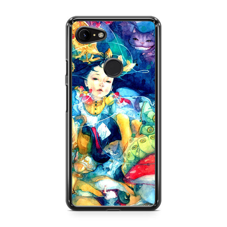Alice In Wonderland Watercolor Painting Google Pixel 3 Case