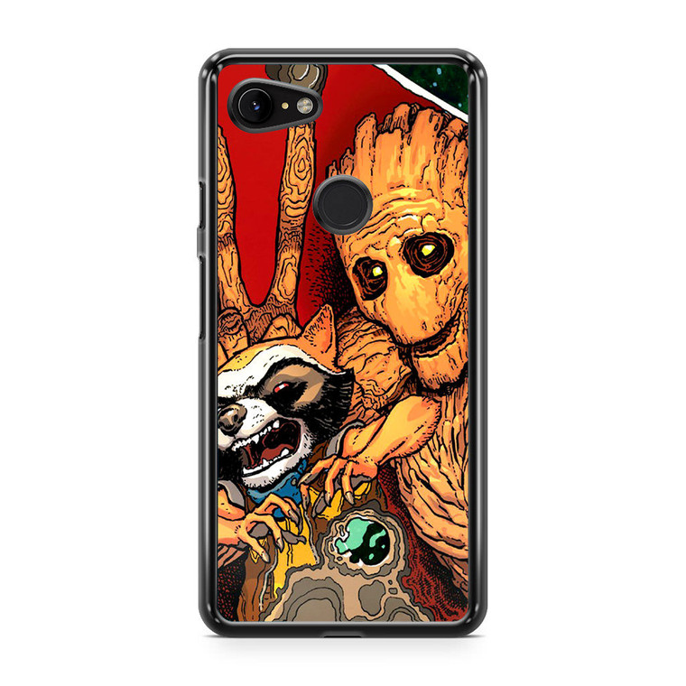 Guardian Of The Galaxy Rocket Raccoon groot Google Pixel 3 Case