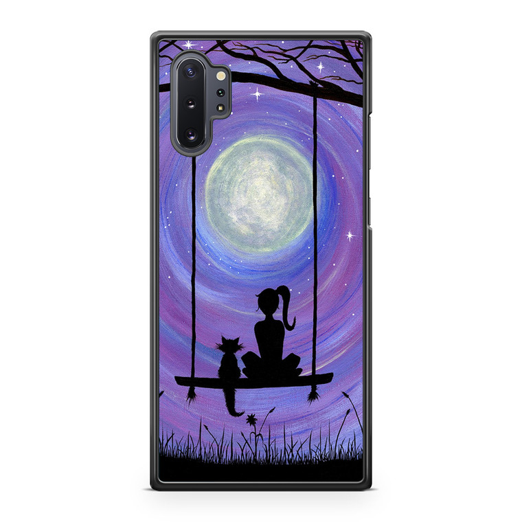 Woman Cat and Moon Samsung Galaxy Note 10 Plus Case