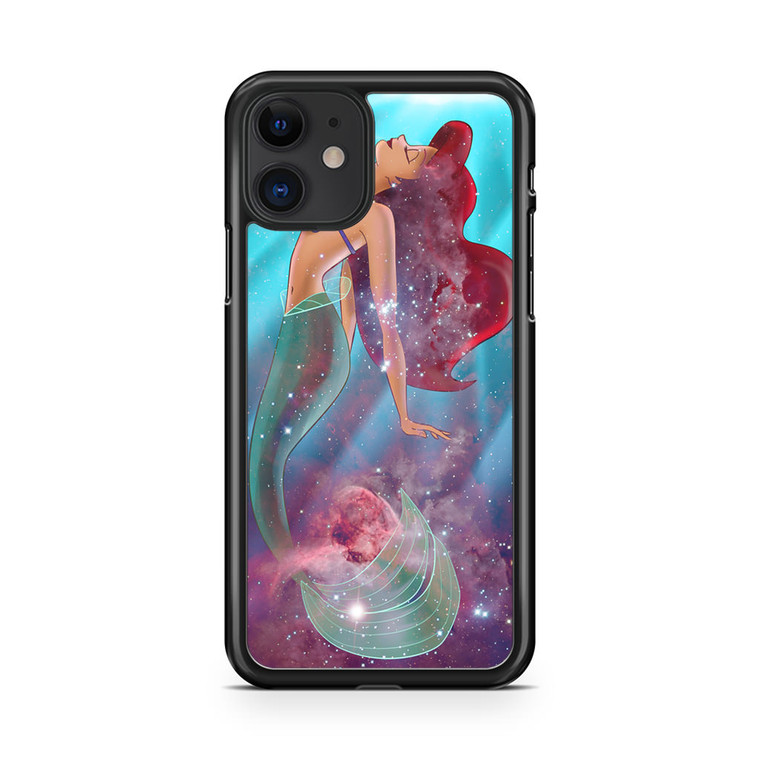 Ariel the Little Mermaid on Galaxy Nebula iPhone 11 Case