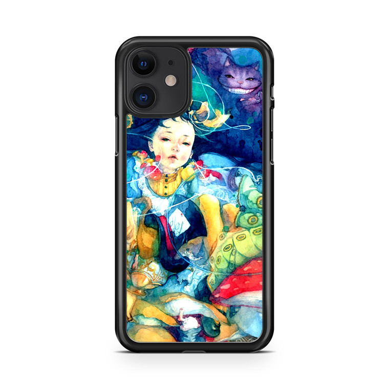 Alice In Wonderland Watercolor Painting iPhone 11 Case