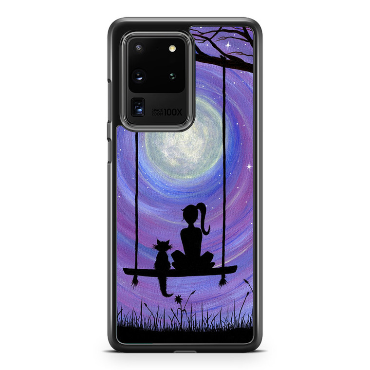 Woman Cat and Moon Samsung Galaxy S20 Ultra Case