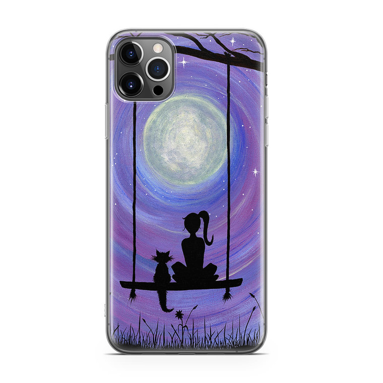 Woman Cat and Moon iPhone 12 Pro Max Case