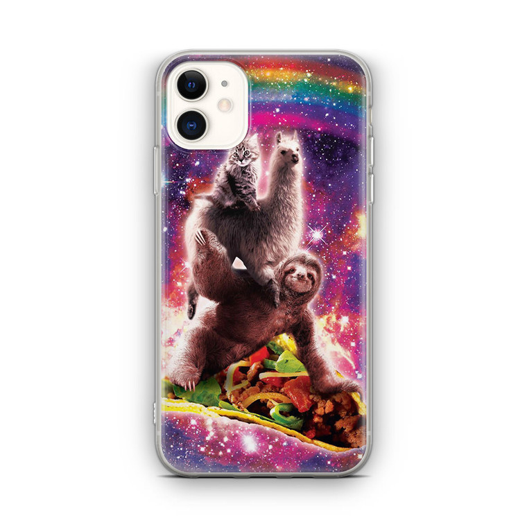 LLama Sloth and Cat Playing Together iPhone 12 Case