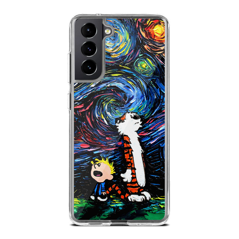 Calvin and Hobbes Art Starry Night Samsung Galaxy S21 Case