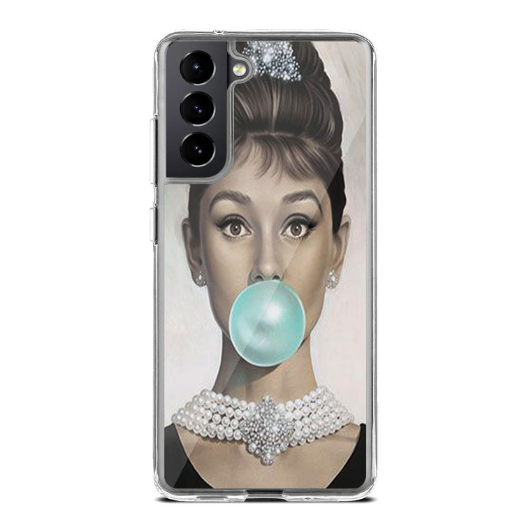 Audrey Hepburn Bubble Blue Samsung Galaxy S21 Plus Case