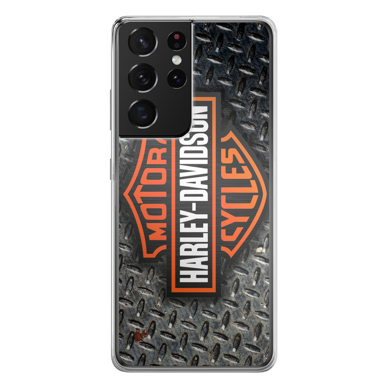 Harley Davidson Logo Diamond Plate Samsung Galaxy S21 Ultra Case