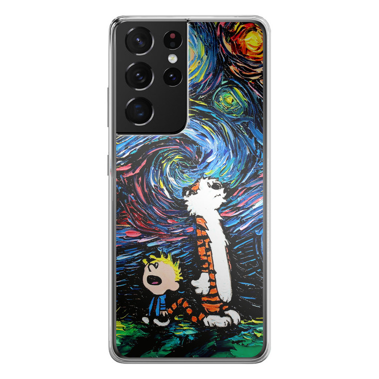 Calvin and Hobbes Art Starry Night Samsung Galaxy S21 Ultra Case