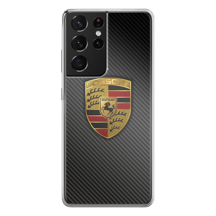 Carbon Porsche Logo Samsung Galaxy S21 Ultra Case