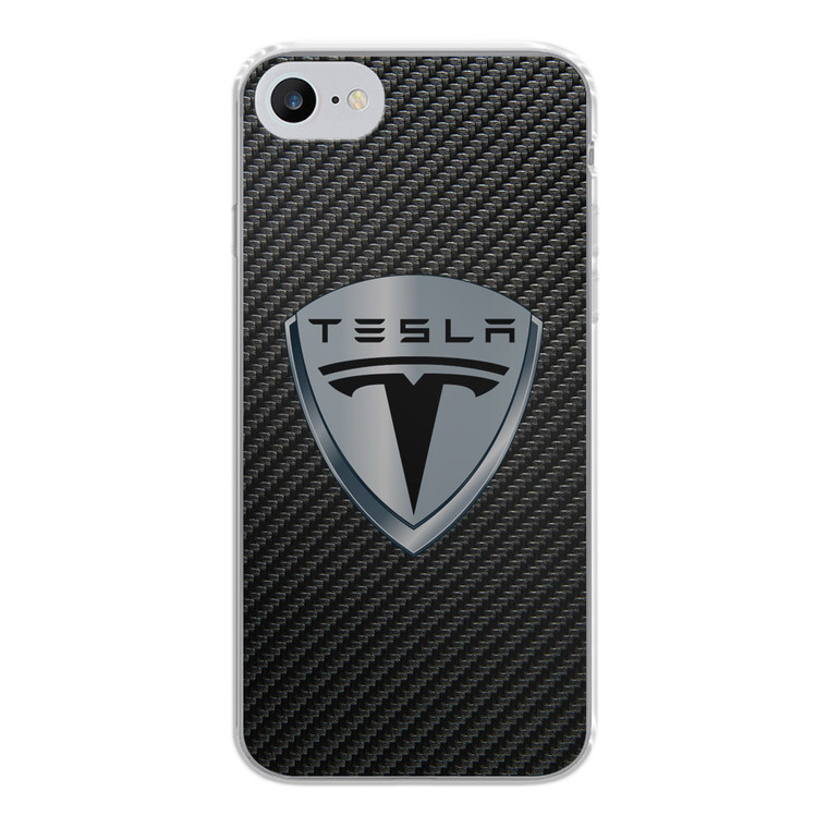 Tesla Motors Logo Carbon iPhone SE 2020 Case