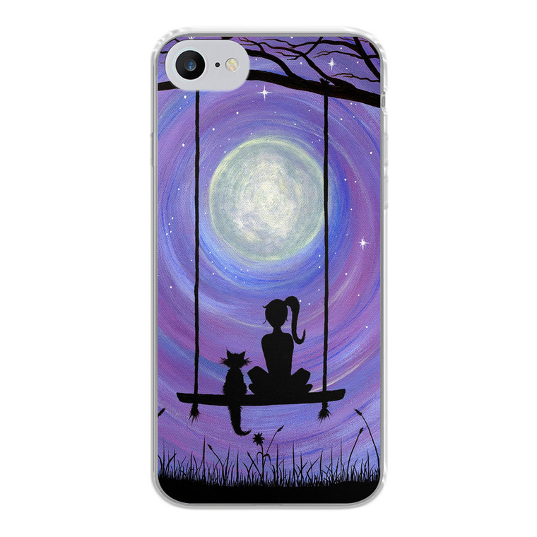 Woman Cat and Moon iPhone SE 2020 Case