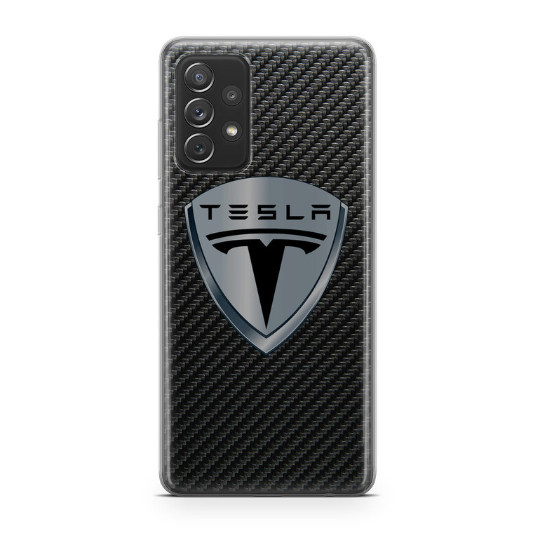 Tesla Motors Logo Carbon Samsung Galaxy A72 Case